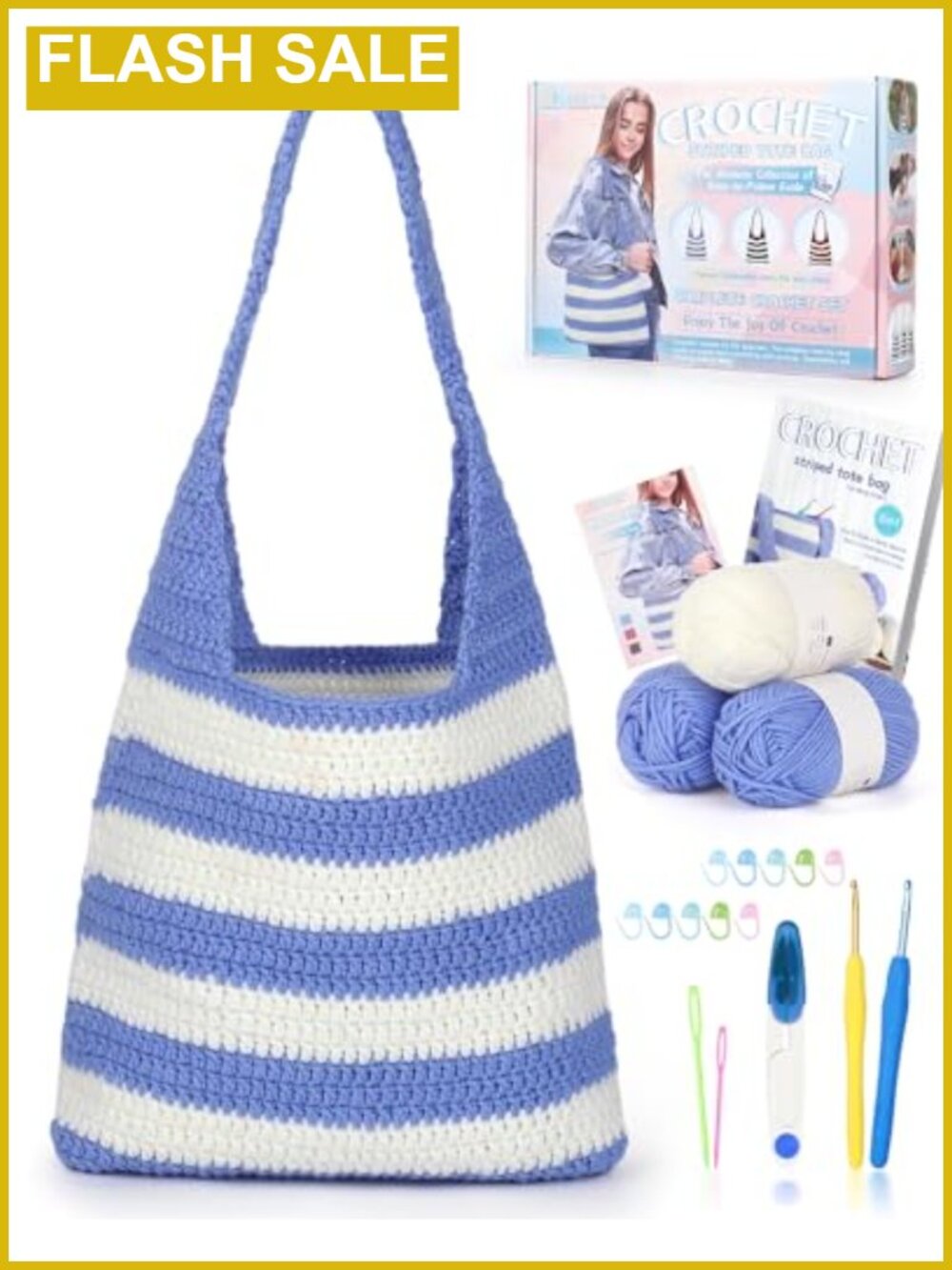Crochet Kit for Beginners Tote Bag Step-by-Step Guide Starter Set